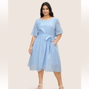 BloomChic Plus Size 2XL 100% Cotton Solid Midi Shift Dress